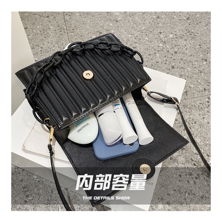 Túi đeo chéo JASMIN NOIR nắp gập kẻ sọc xinh xắn thời trang cho nữ