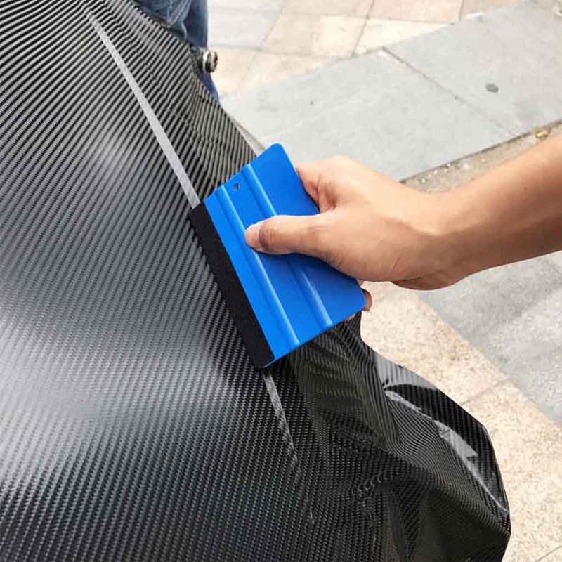 SUN Vinyl Wrap Film Card Squeegee Car Foil Wrapping Suede with Felt Scraper Blue