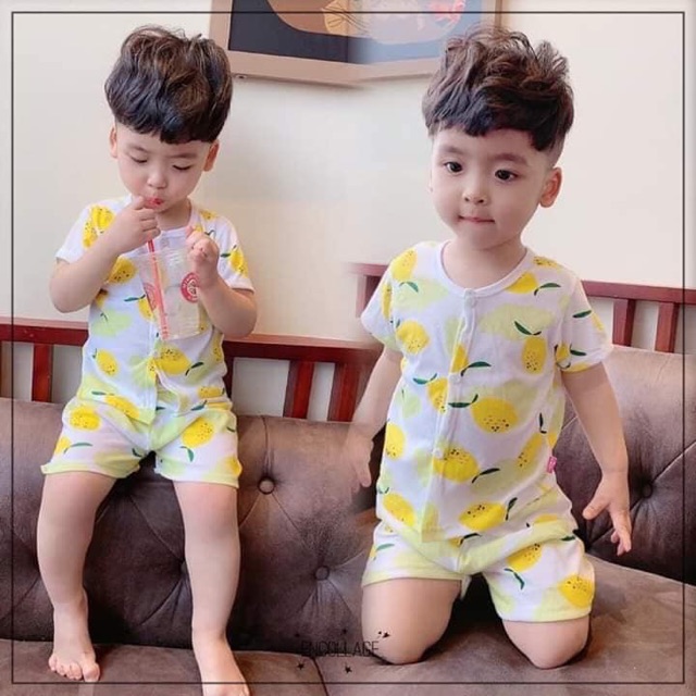 Bộ Cotton giấy NOUBABY cộc tay cúc giữa cho bé trai/bé gái (6~16kg) - HIROKIDS