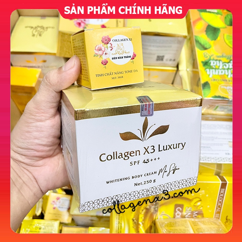 Combo Kem Body Collagen X3 Luxury + Kích Trắng Colagen X3 chính hãng Mỹ Phẩm Đông Anh