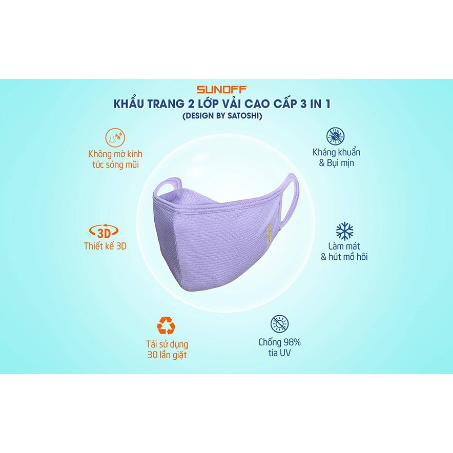 [Mã FAMAYFA2 giảm 10K đơn 50K] Khẩu Trang Nữ: Kháng Khuẩn - Ngăn 98% Tia UV Sunoff Coolsport | BigBuy360 - bigbuy360.vn