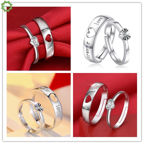Set 2 nhẫn đôi hình trái tim có thể điều chỉnh kích thước nhẫn ghép hình trái tim cho cặp đôi