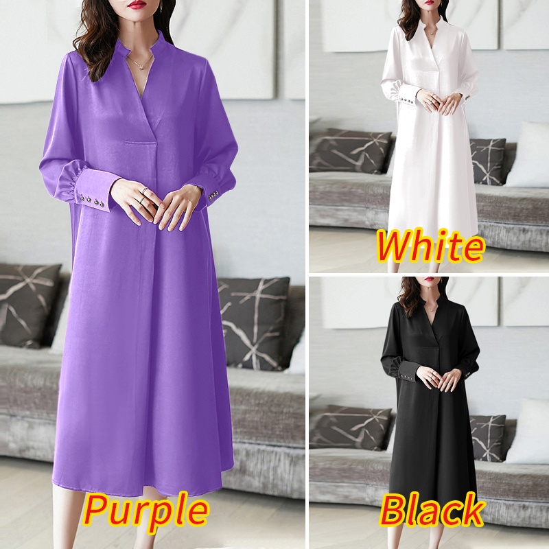 Đầm nữ Zanzea dài tay cổ chữ v thời trang Hàn Quốc