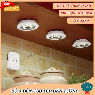 Bộ 3 Đèn LED Dán Tường Có Điều Khiển Từ Xa Tiện Lợi Cỡ Lớn - bộ 3 đèn led dán tường