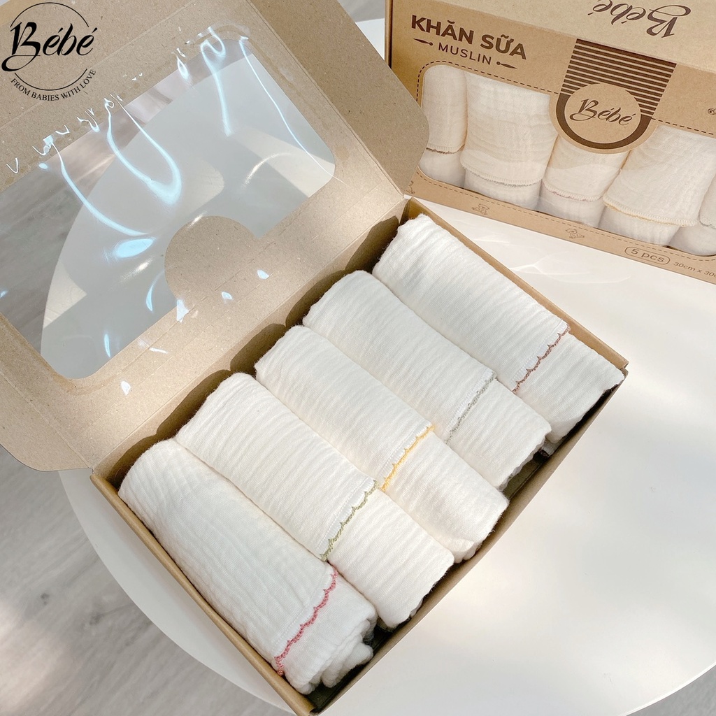 Khăn Sữa Cho Bé/Khăn Sữa Xô BéBé Chất Xô Muslin Thấm Hút Tốt Set 5 Cái Cho Bé