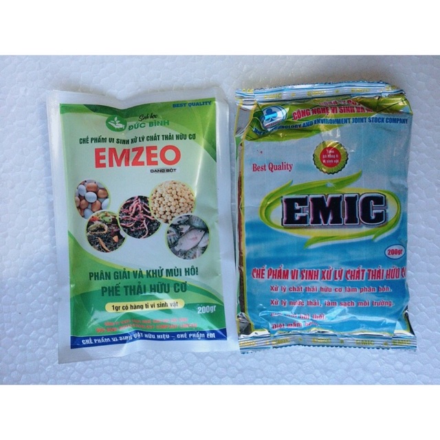 Combo: 01 gói EMIC và 01 gói EMZEO - Ủ phân đậu tương, phân giải chất thải Hữu cơ ☘️