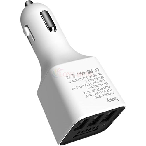 Cốc sạc xe hơi Bagi QC 3.0 3.1A 3USB CC-S80 - Hàng chính hãng