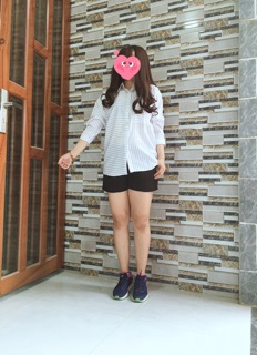 Áo Sơ mi oversize sọc trắng/đen