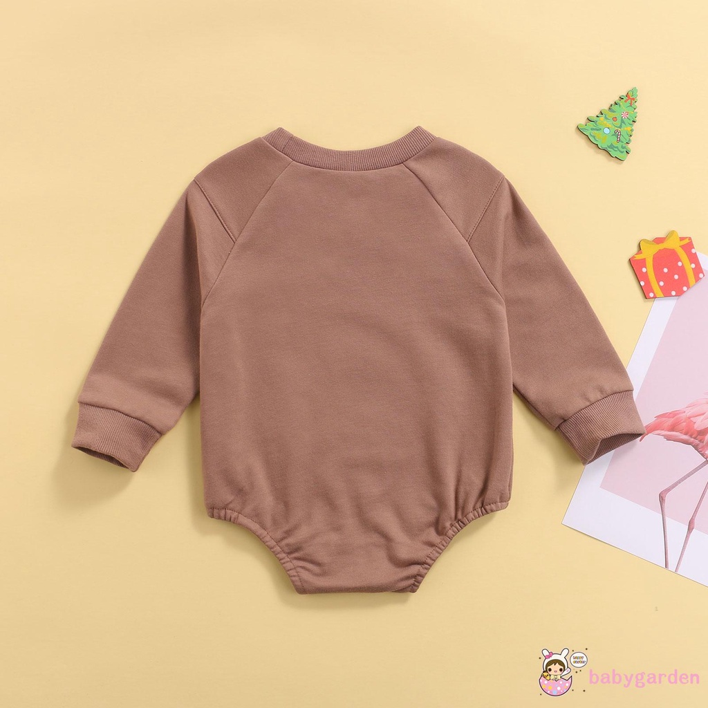 Áo Liền Quần Tay Dài Cổ Tròn In Hình Khủng Long Hoạt Hình Cho Bé 0-24 Tháng Tuổi