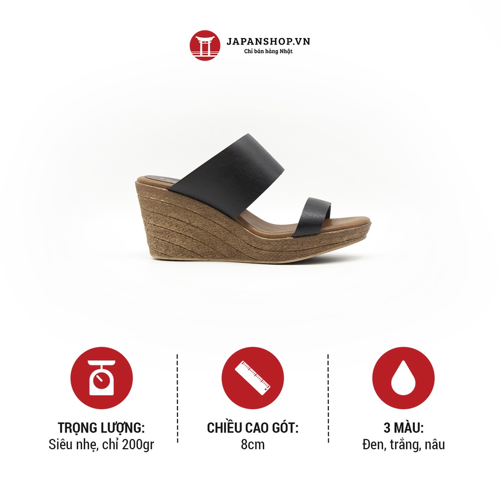 Dép đế xuồng nữ cao gót 8cm KOSU 92972 quai ngang siêu nhẹ made in Japan
