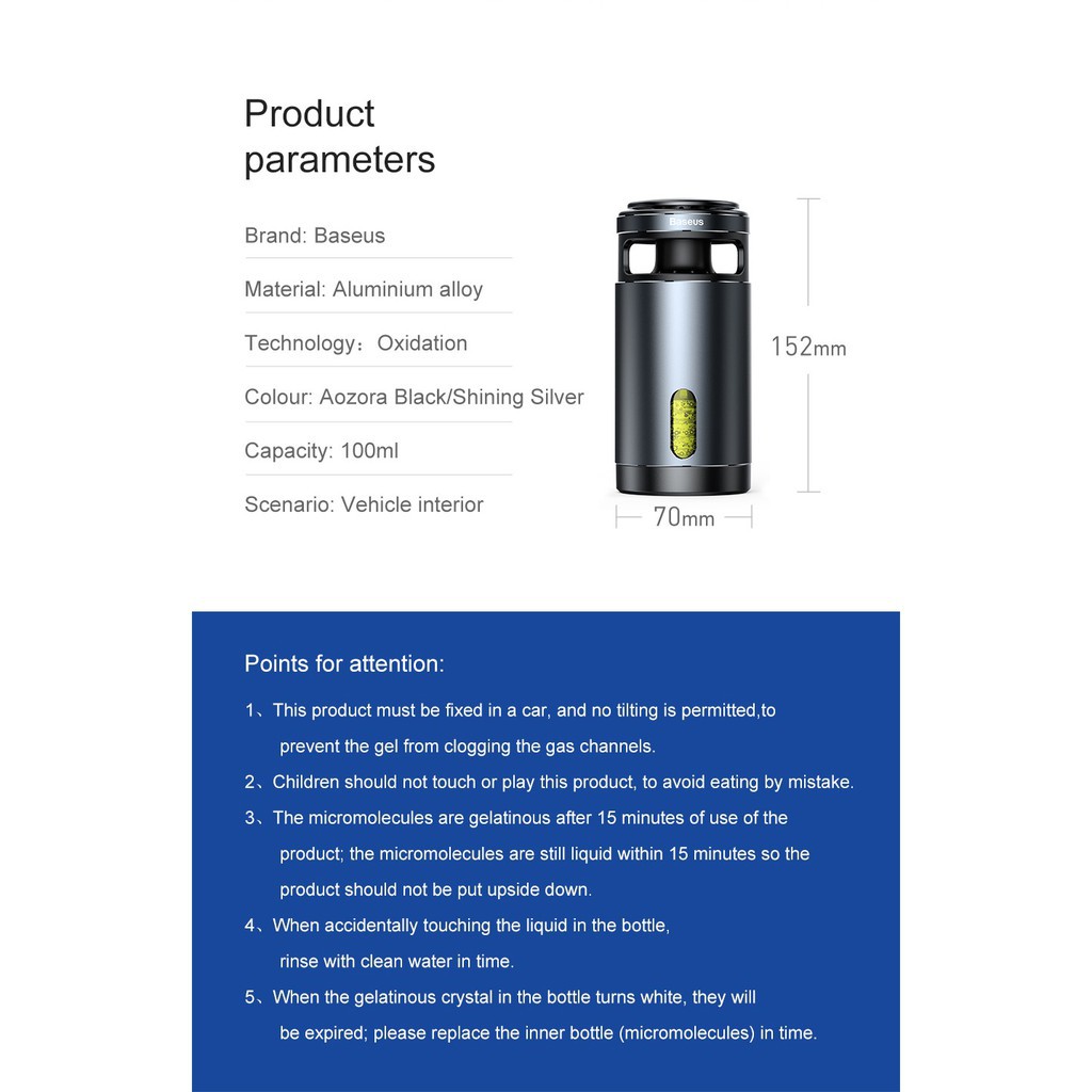 Bộ lọc không khí, tạo hương thơm trên xe ô tô Baseus Micromolecule Formaldehyde Purifier