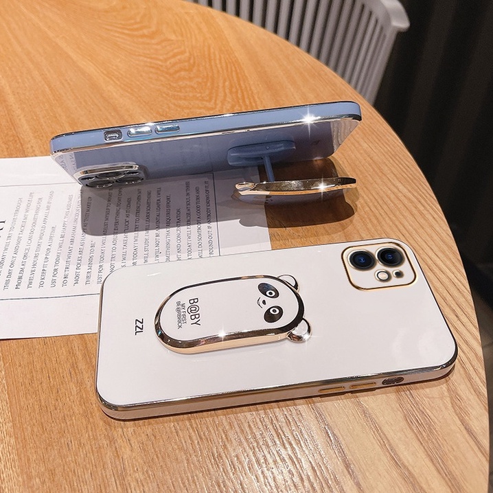 Ốp Điện Thoại Chống Sốc Mạ Điện in Hình Gấu Trúc 3d Có Giá Đỡ Cho iPhone 14 14plus 14 pro max 14 pro