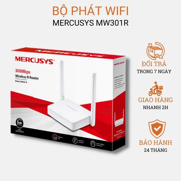 Bộ phát wifi 2 râu Mercusys MW301R,router wifi chính hãng chuẩn N tốc độ cao 300Mbps bảo hành 24 tháng-ZTech