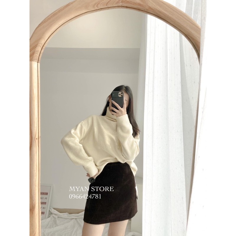[Ảnh thật/Sẵn]Áo len cổ lọ oversize Quảng Châu