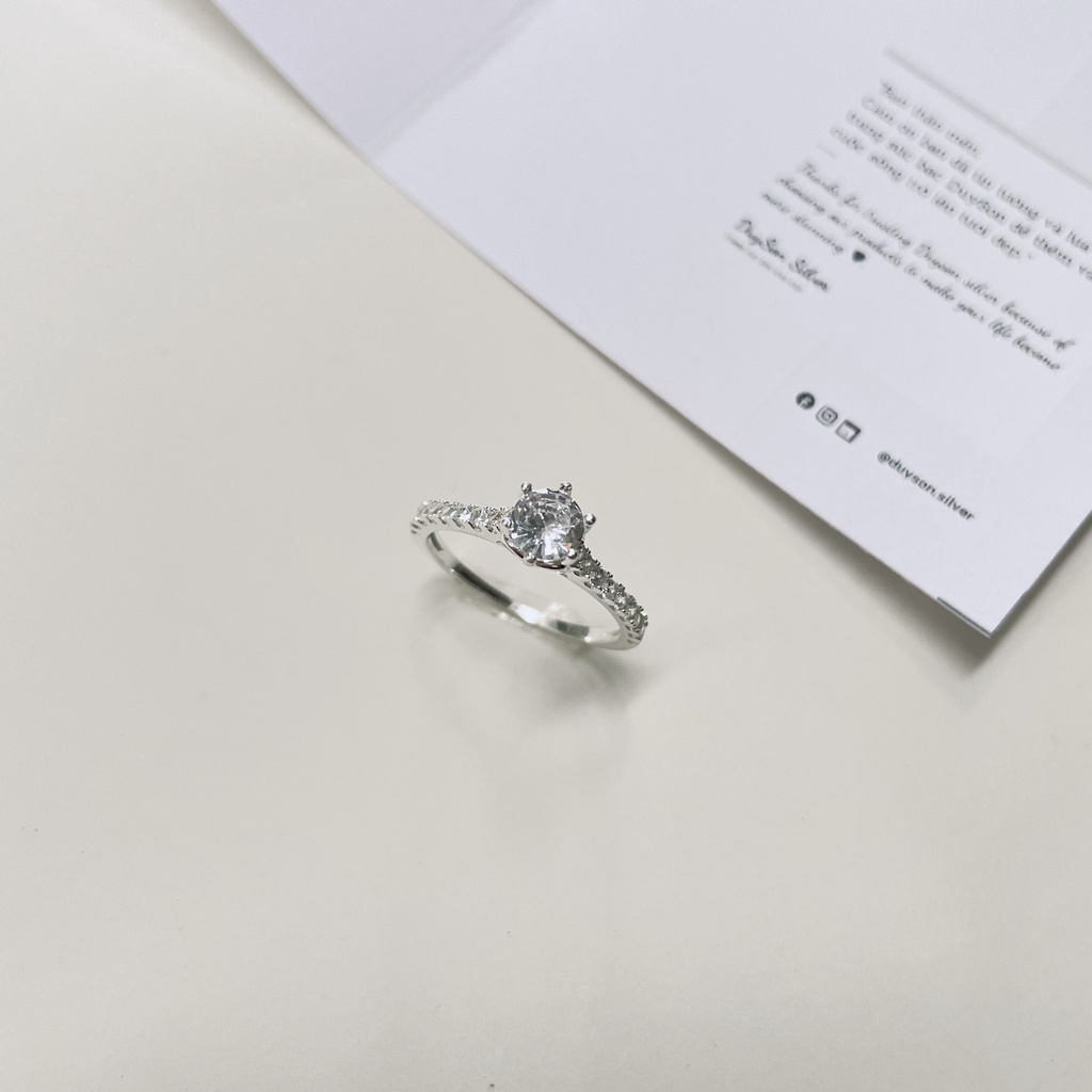 Nhẫn bạc nữ đính đá ổ cao hình trái tim, nhẫn nữ bạc 925 đẹp sang trọng DUYSON SILVER [NKX3]