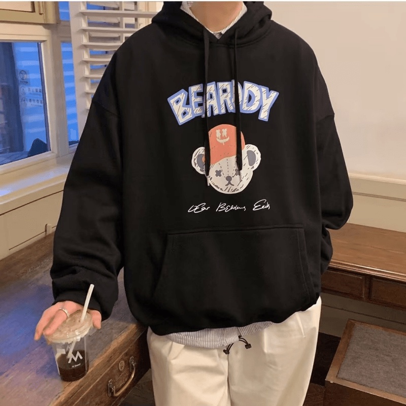 Áo hoodie Dáng Rộng Họa Tiết Hoạt Hình Phong Cách Hip Hop Nhật Bản Cao Cấp