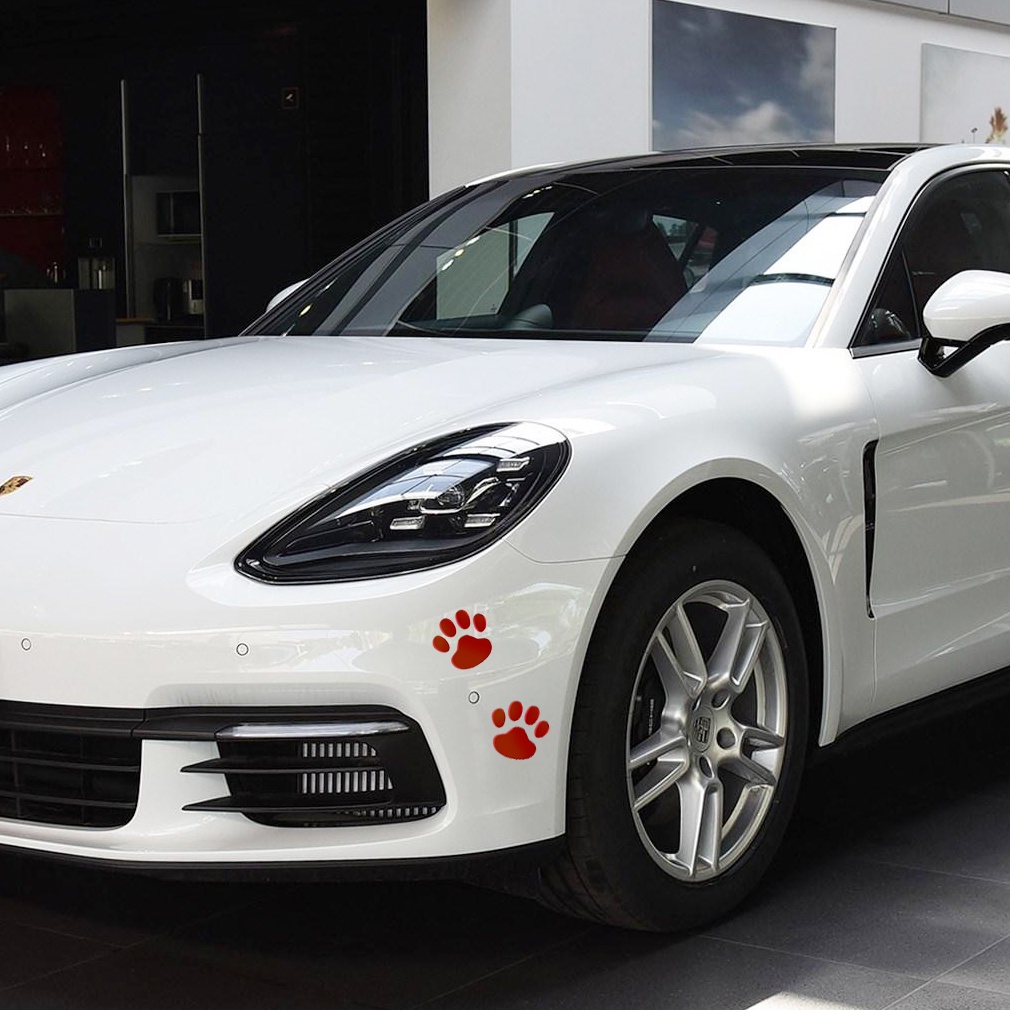 1 Cặp Miếng Dán Hình Dấu Chân Chó Mèo 3D Trang Trí Xe Hơi Mô Tô