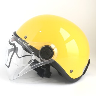Mũ bảo hiểm nửa đầu - Kính trắng trong - Siêu dễ thương - Amby Helmet - Vàng bóng - vòng đầu 56-58cm