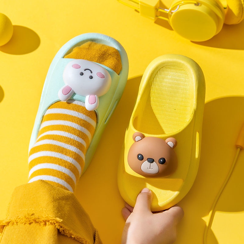 Xăng đan Đế Mềm Chống Trượt Bốn Màu Tùy Chọn Họa Tiết Thỏ / Gấu Hoạt Hình Dễ Thương Dành Cho Trẻ Em