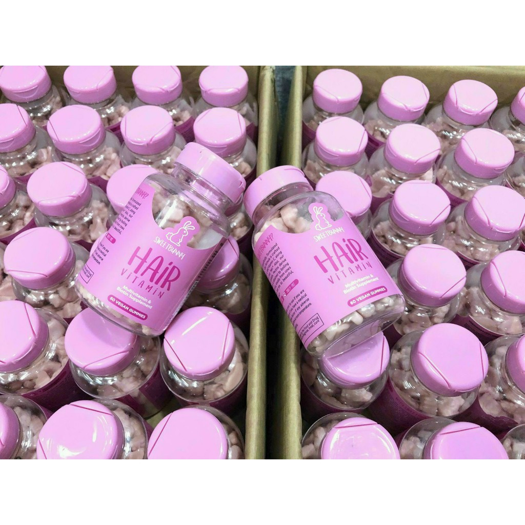 KẸO GẤU SIÊU MỌC TÓC SWEET BUNNY HARE HAIR VITAMINES 60 VIÊN MÀU HỒNG