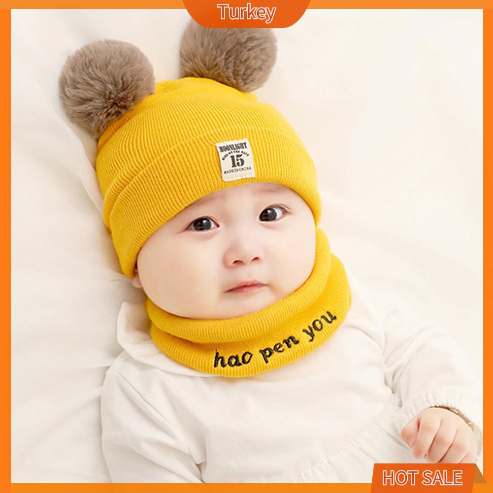 Mũ Beanie Đan Len Đính Quả Bông Dễ Thương Thời Trang Thu Đông Cho Bé Trai Và Gái