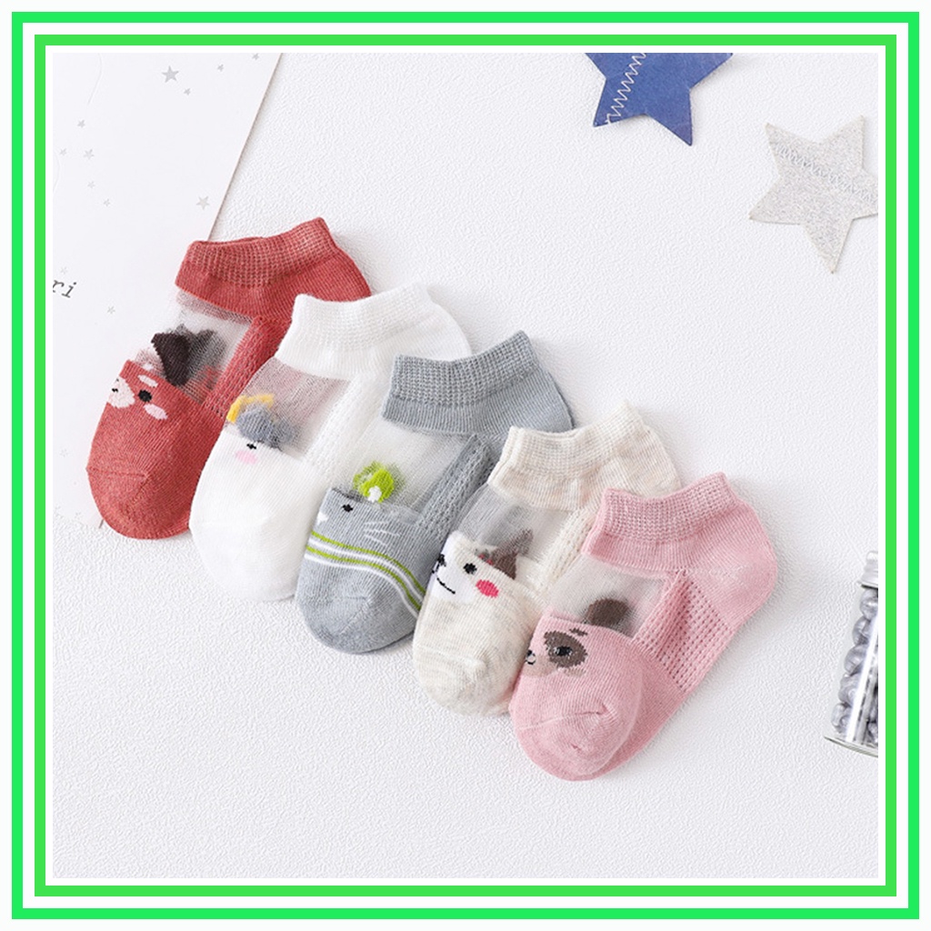 Set 5 đôi tất lưới vớ lưới Cao Cấp in hình đáng yêu cho bé trai/ gái sơ sinh (từ 0-3 tuổi) – T15
