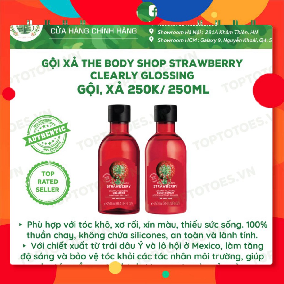 HÀNG HOT SALE Gội xả ủ The Body Shop Strawberry/ Shea Butter/ Green Tea cho tóc mềm thơm, chắc khỏe HÀNG HOT SALE