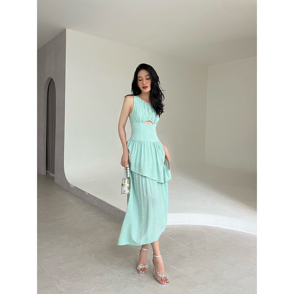 COLUS - Đầm xanh mint 2 tầng sát nách