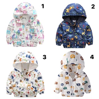Áo khoác gió, áo chống nắng, lót vải cotton, hoạ tiết xinh xắn