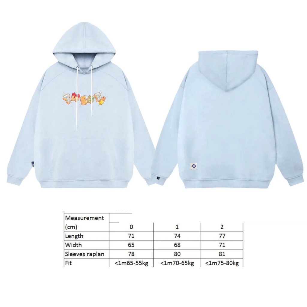 HOODIE TWENTI NỈ COTTON BÁNH KẸO ĐÁNG YÊU XANH BIỂN NHẠT | BigBuy360 - bigbuy360.vn