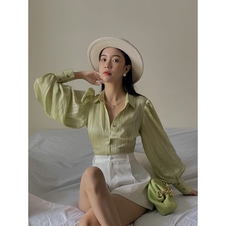 Áo sơmi lụa kim tuyến 3 màu trắng-xanh-đen