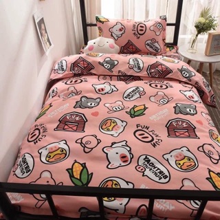 BỘ CHĂN GA POLY CON HEO HỒNG