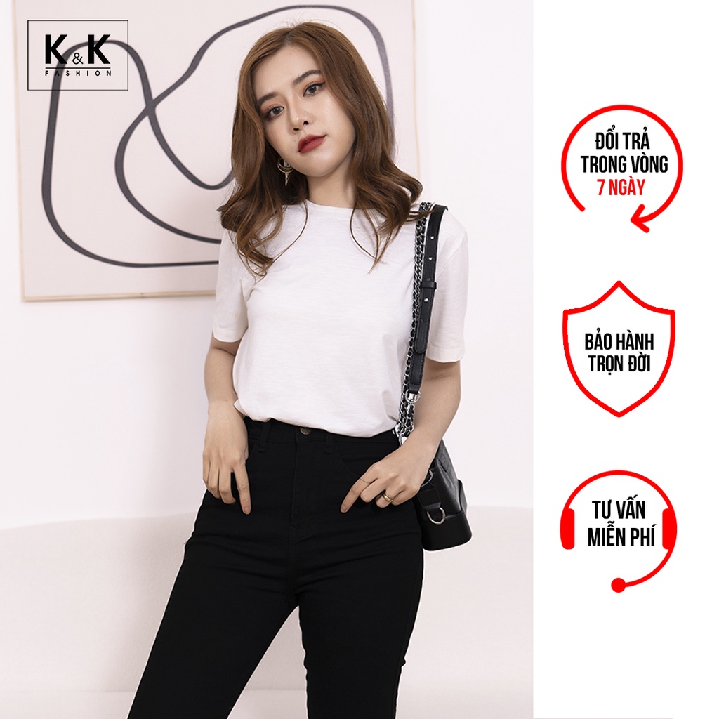 [Mã LTNP50 giảm 50K đơn 150K] Áo Thun Nữ K&K Fashion ASM06-29 Màu Trắng Cổ Tròn Tay Ngắn