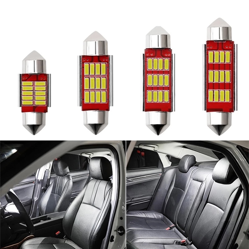 Bóng đèn led c5w 12smd 4014 12v 31m 36mm 39mm 41mm cho xe hơi