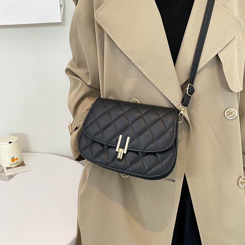 Túi đeo chéo IELGY đựng điện thoại mềm họa tiết hình thoi đơn giản dễ phối đồ tùy chọn màu sắc cho nữ