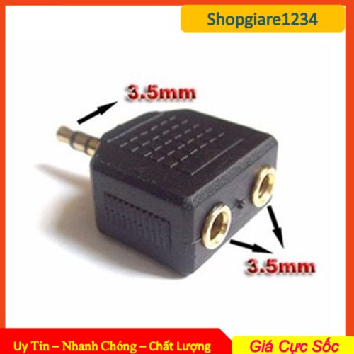 Đầu chia jack âm thanh 1 ra 2 cổng 3.5 mm (Loại Tốt)