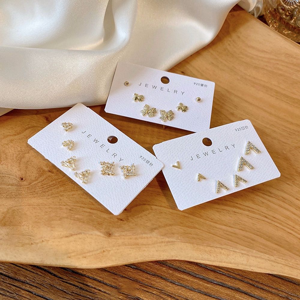 Bộ 3 Đôi Bông Tai Đính Đá Zircon Đơn Giản Dễ Phối Đồ Phong Cách Hàn Quốc Cho Nữ