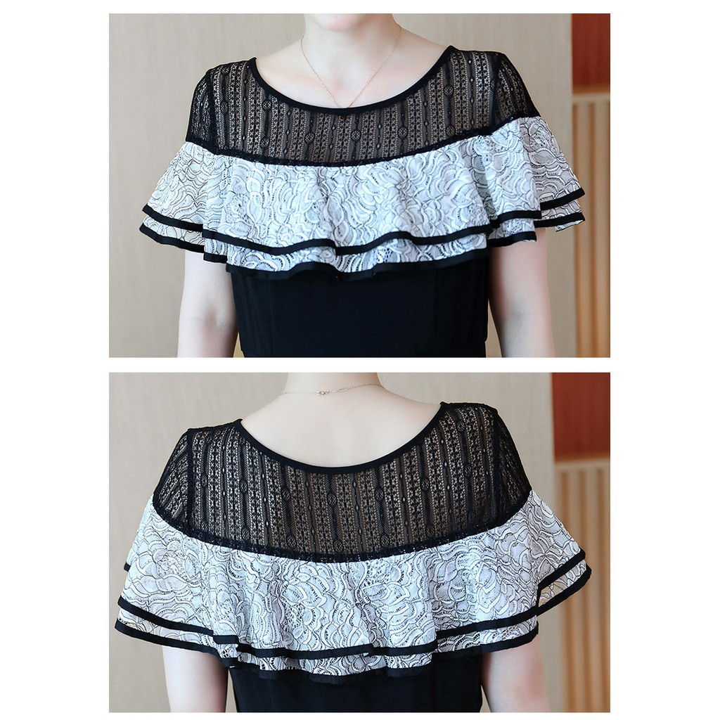 QC6803 Đầm xoè tay bèo cao cấp Quảng Châu big size