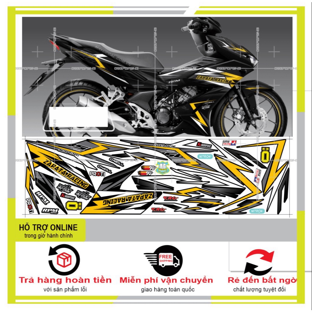 TEM XE WINNER X VÀNG ĐEN 25227 -- SHIN DECAL 2