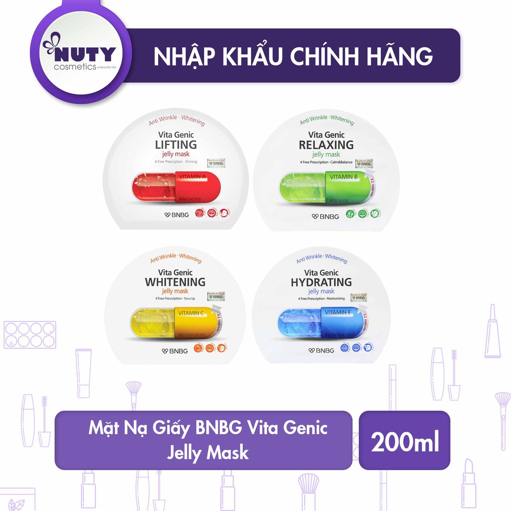 [Bạn mới nhập COSHBM -50% đơn 0Đ] Mặt Nạ Giấy Cấp Ẩm, Dưỡng Trắng, Mờ Thâm BNBG Vita Genic Jelly Mask 30ml (1 cái)