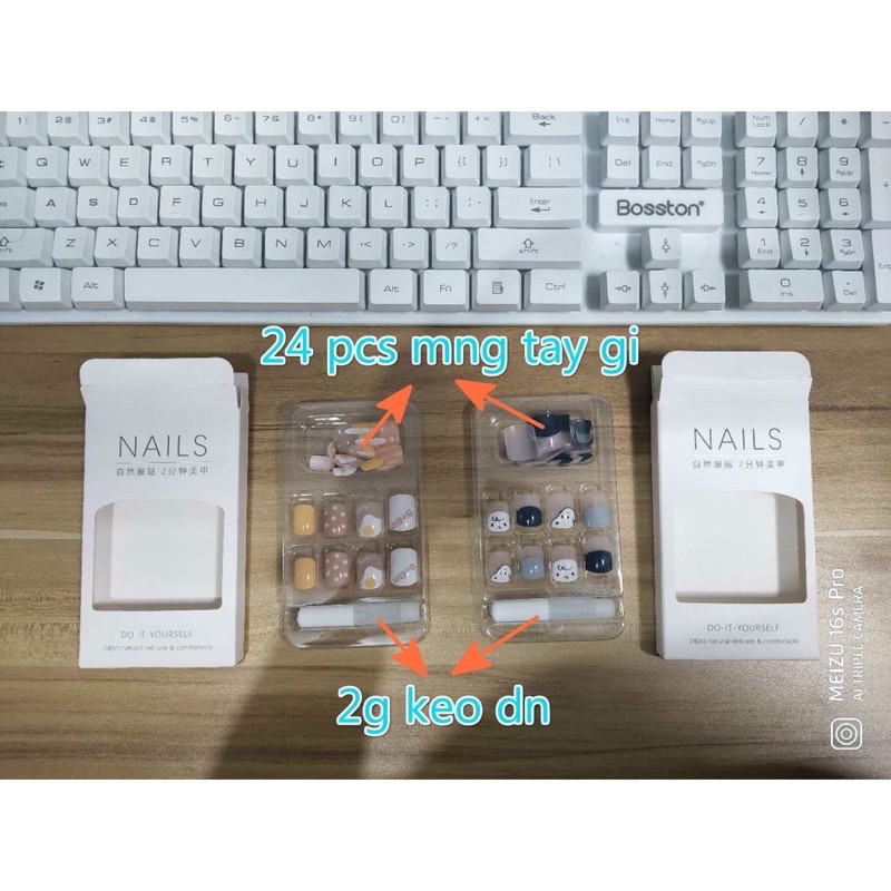 Set nailbox 24 móng giả làm sẵn,kèm keo dán