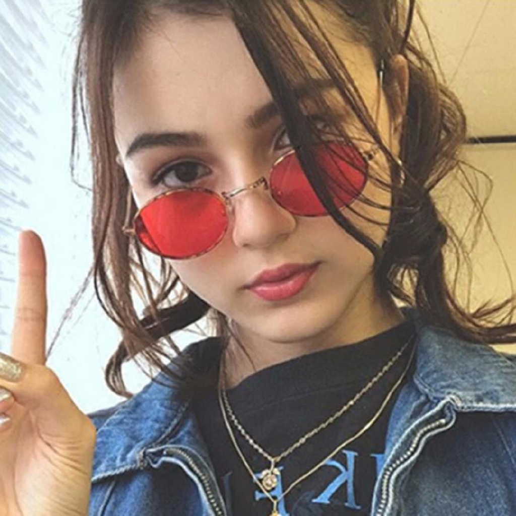 Kính mát hình bầu dục chống tia UV phong cách hip hop hợp thời trang cho nam nữ