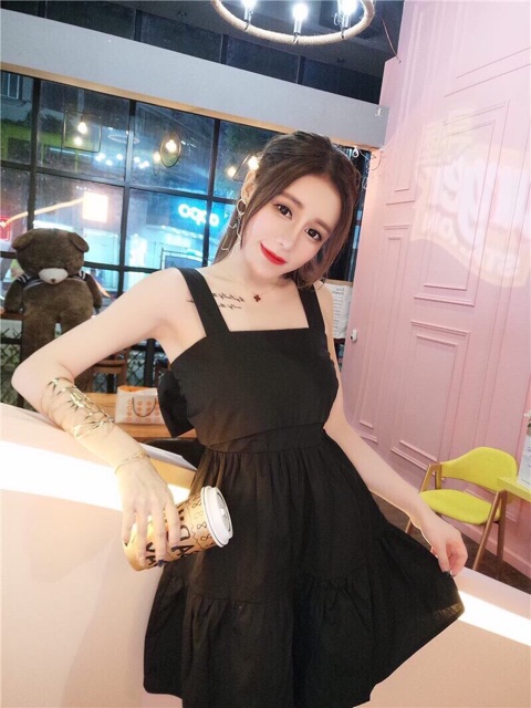 Đầm 2 dây kèm nơ đằng sau