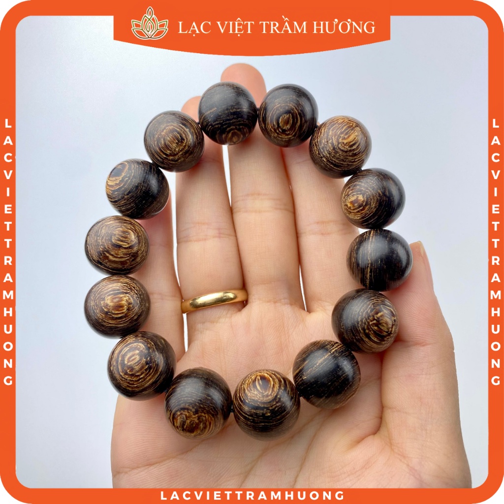 Vòng Tay Trầm Hương Sánh Chìm Hạt Tròn cho Nam và Nữ Đủ Size Hạt Đen Bóng Đều Đặn - Trầm Tự Nhiên Cao Cấp Lạc Việt