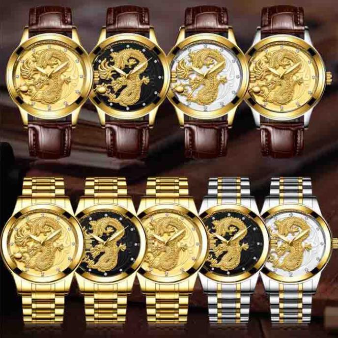 ĐỒNG HỒ NAM FNGEEN MẶT RỒNG VÀNG DÂY DA ĐẲNG CẤP