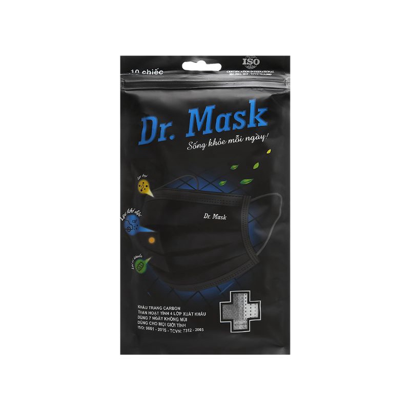 Khẩu trang than hoạt tính 4 lớp Dr MasK gói 10 cái