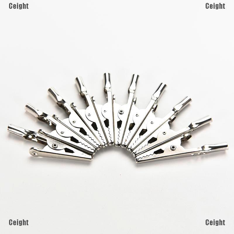 (Cei)10X Stainless Steel Alligator Crocodile Test Clips Cable Lead Screw Probe Fixing