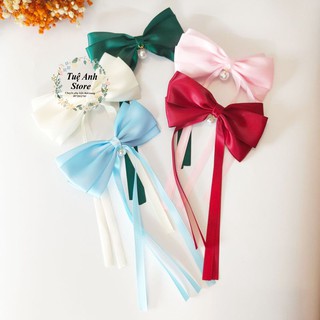B422 Cặp tóc nơ satin dáng thả thời trang
