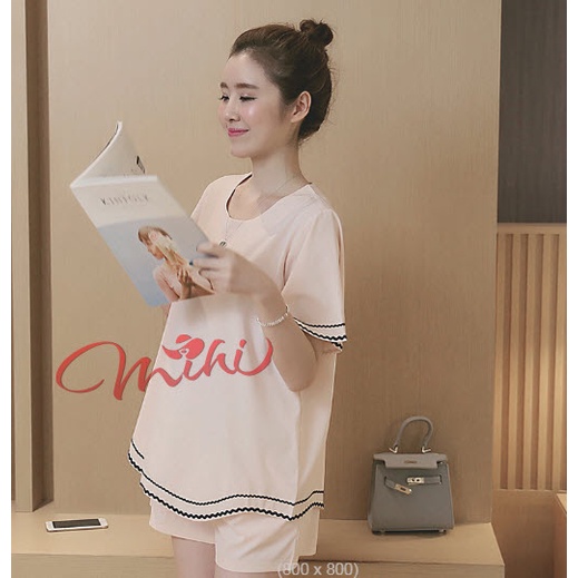 Bộ bầu lửng, đùi tay cộc chất mềm mát  - Đồ quần áo ngủ mặc nhà thời trang đẹp cao cấp cho mẹ bầu mùa hè giá rẻ Bigsize