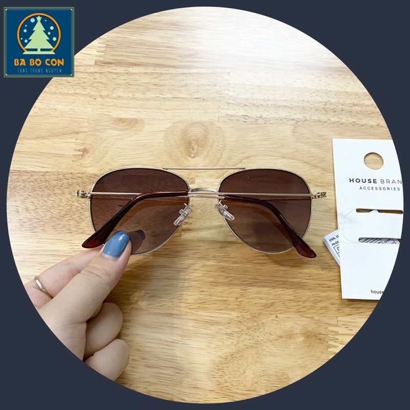 Kính trẻ em House Balan size 7-16 tuổi, dáng phi công màu trà cực đẹp, kính đầy đủ tem tag và bill mua hàng tại web